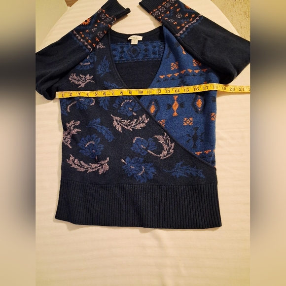 Sundance Fair Isle Navy Blue Merino Wool Women's Sweater - Picture 9 of 11